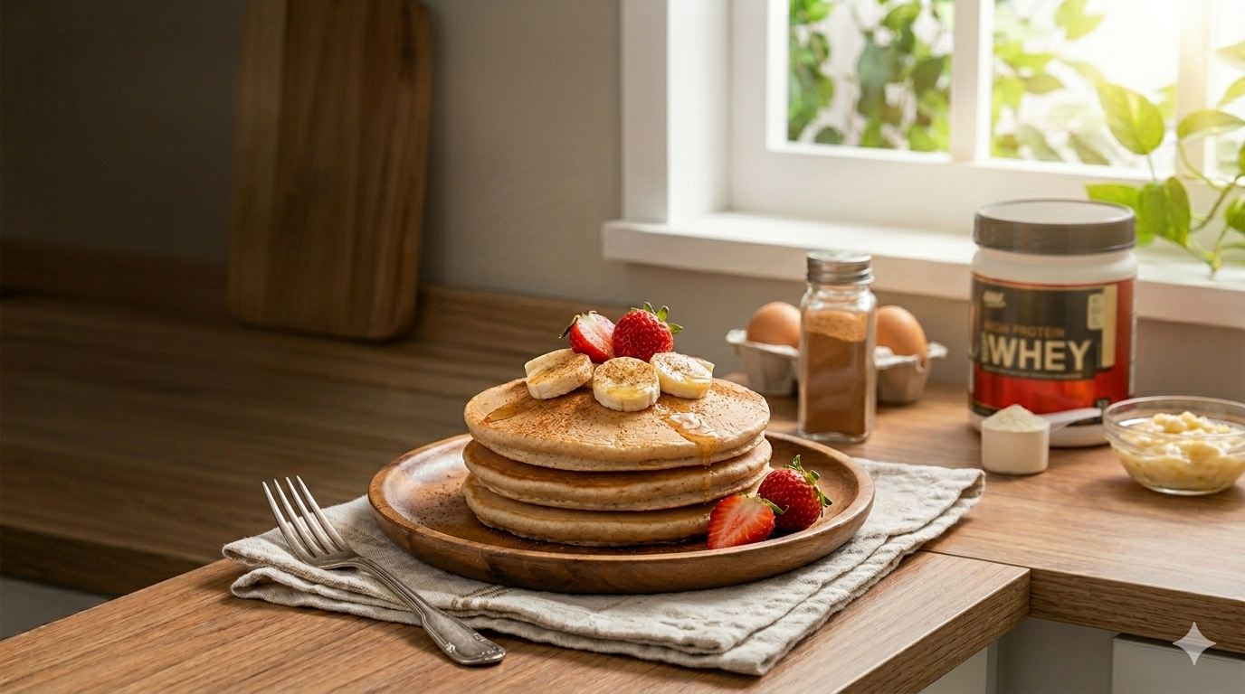 Panqueca proteica com whey protein