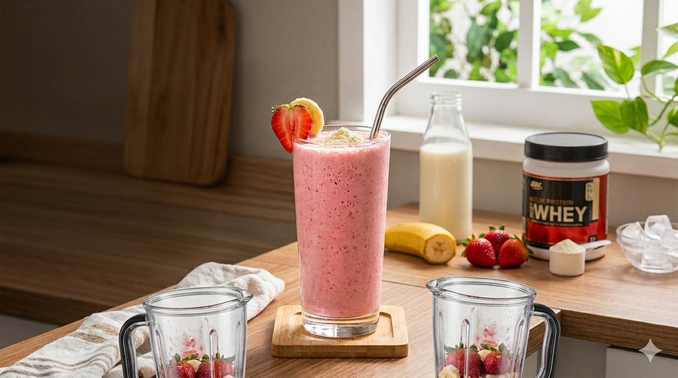 Shake de whey protein com frutas