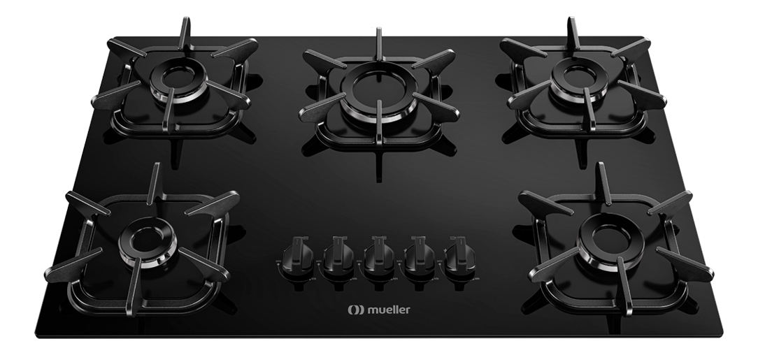 Cooktop Mueller 5 Bocas Com Queimador Ultra Chama Preto 127/220v