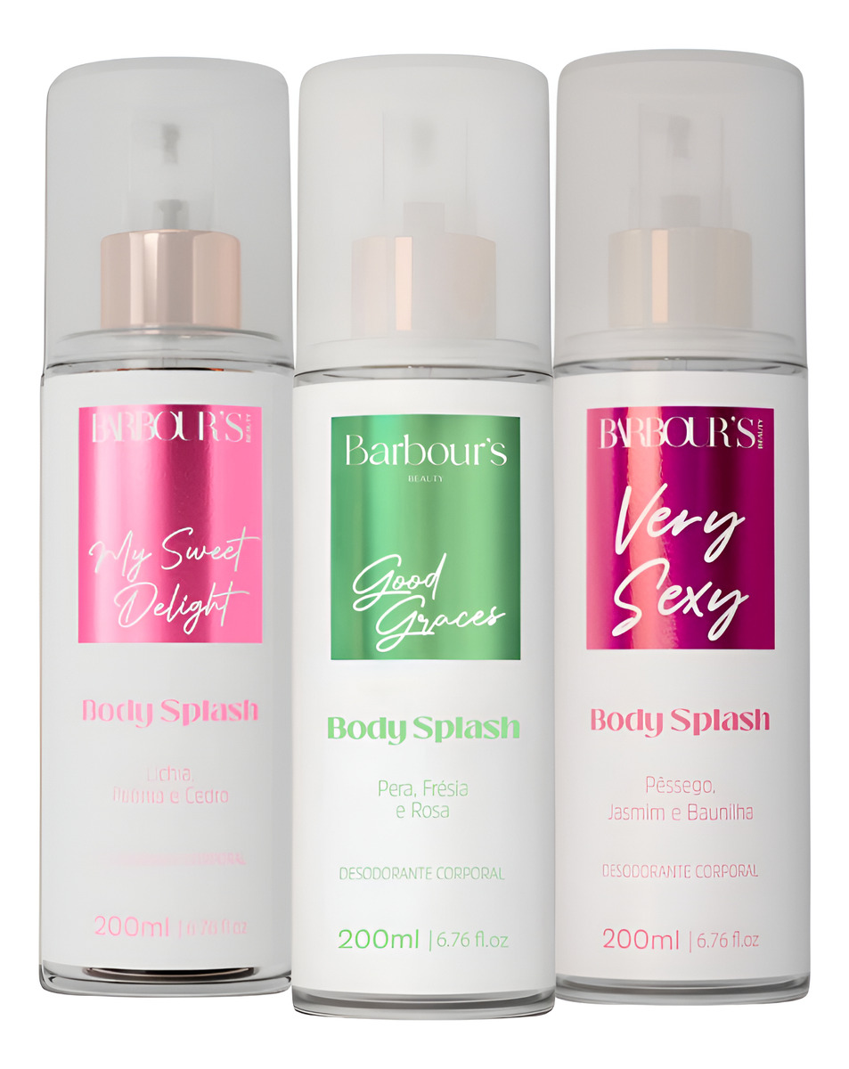 Kit de Body Splash Barbour’s Beauty: fragrâncias Good Graces, Delight e Very Sexy (guia completo de aromas, famílias olfativas e inspirações)