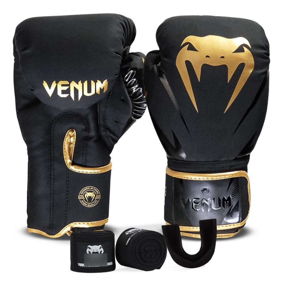 Kit Luva Venum Impact EVO Muay Thai e Boxe + Bandagem + Bucal